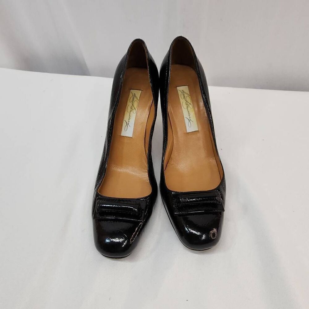Diana Broussard Size EU 38 US 7.5 Black Patent Leather Heel Pumps Round Toe - Picture 6 of 10